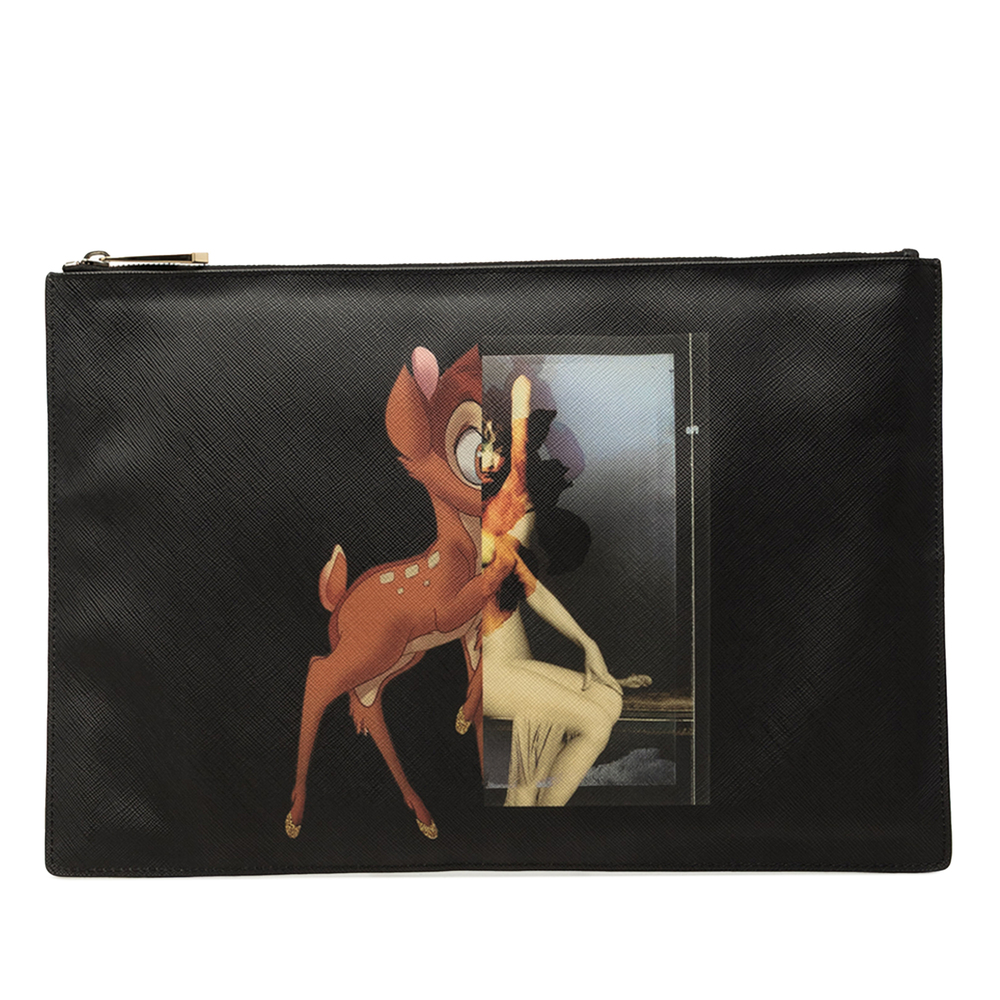 Pre-Loved Givenchy Bambi Printed Leather Zip Clutch